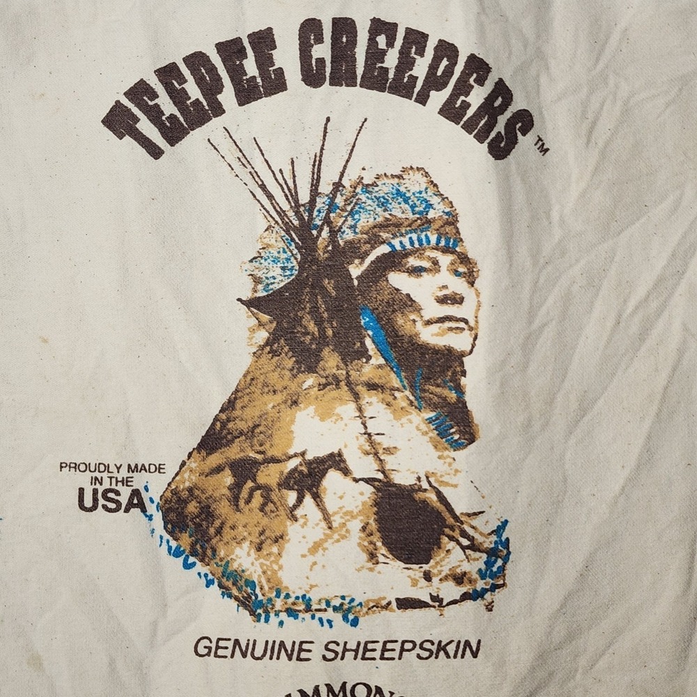 Vintage TeePee Creepers Tote Bag Sheepskin Native American Chief Louisiana Rare - Picture 5 of 6
